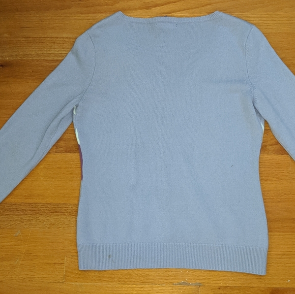 V-neck purple argyle sweater - Picture 2 of 4